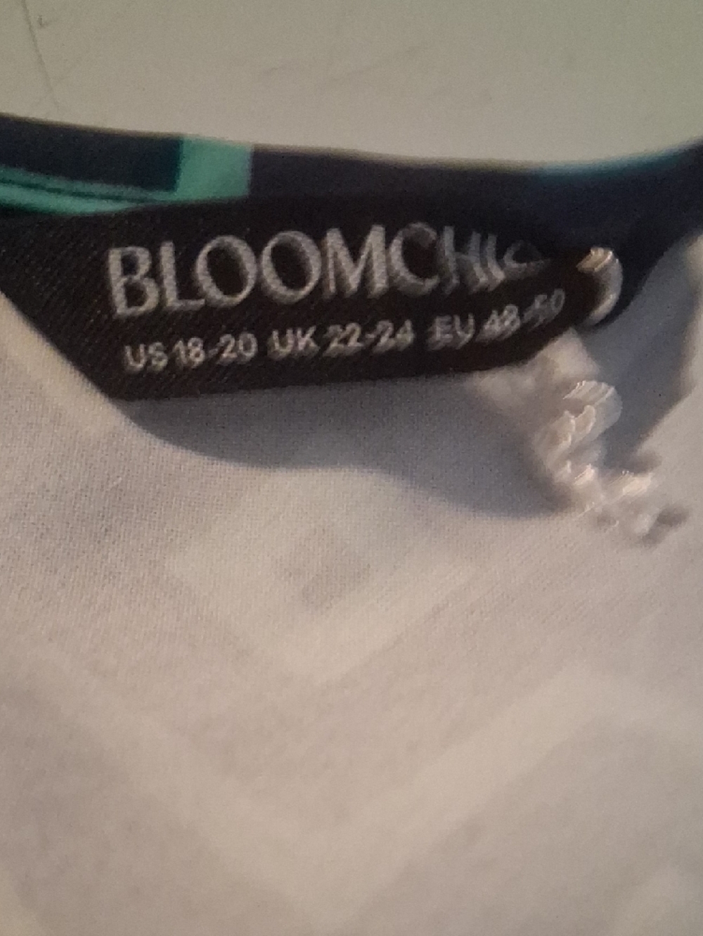 BloomChic Teal Geometric Smocked Waist Midi Dress - Picture 3 of 6